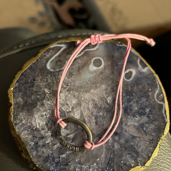 Two thin string bracelets. Maroon with small rhinestone and gold accent and Pink - Picture 6 of 8